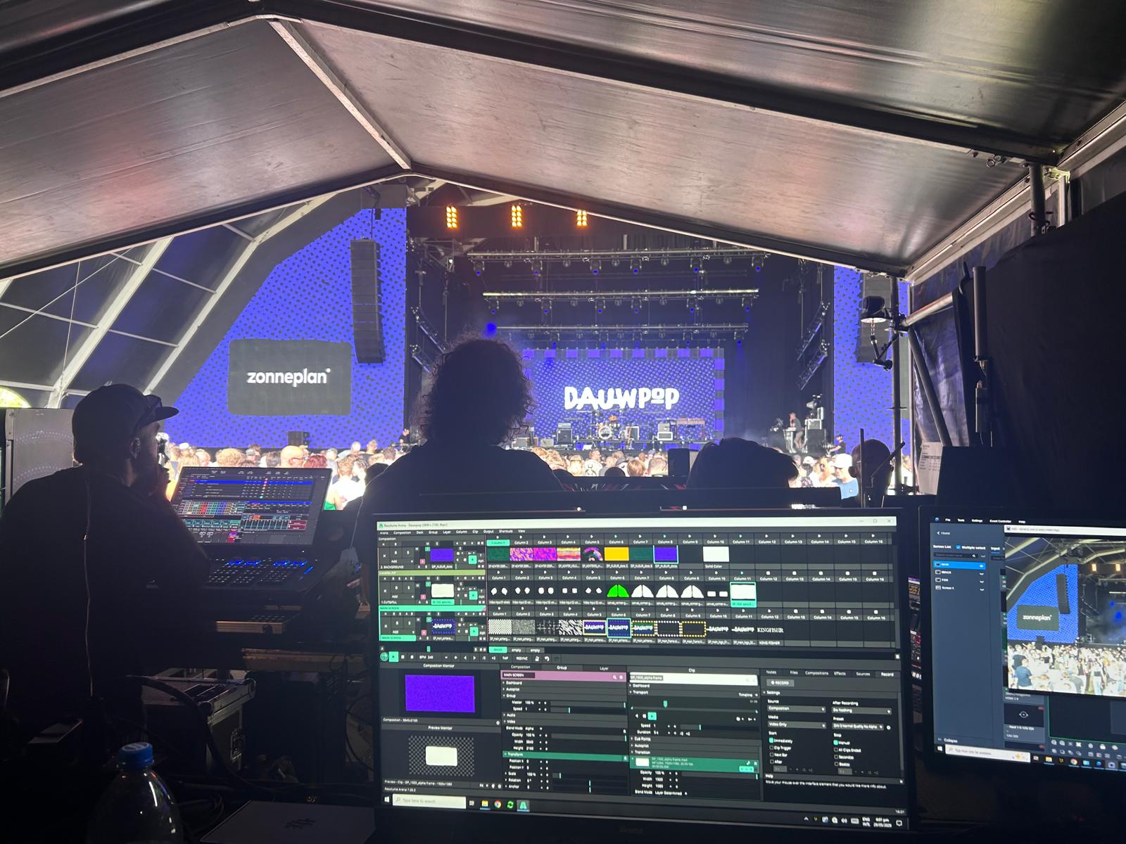 Technische productie tijdens een festival
